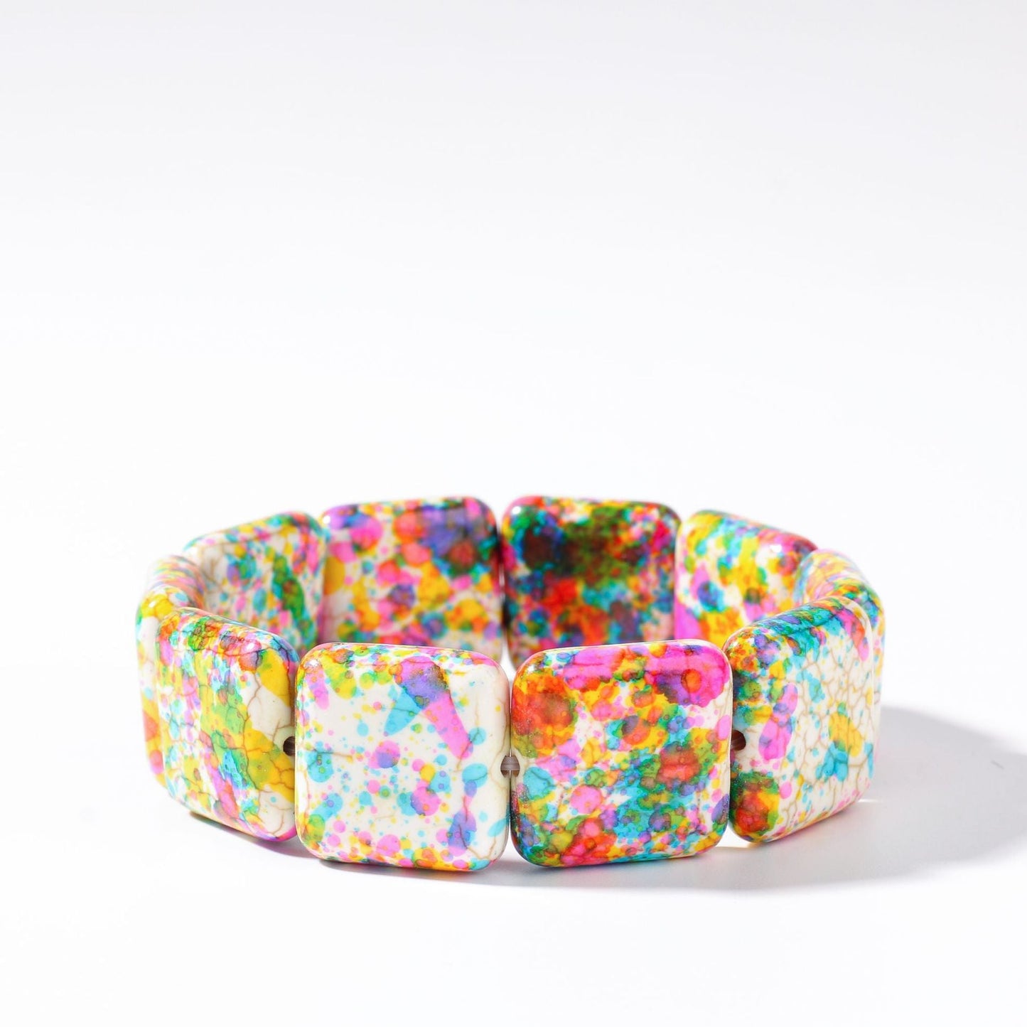 Square Natural Stone Hand-Strung Colorful Bracelet Beach Vacation Bohemian Bracelet Turquoise