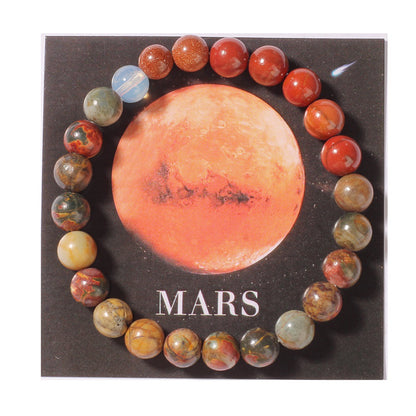 Cosmic Eight Planets Stone Bracelet for Men Beaded Tiger Eye Stone Saturn Beaded Bracelet Starry Sky