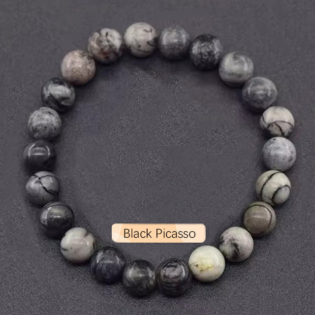 Crystal Bracelet Beads Natural Stone Bracelet Unisex Solid Color Simple Versatile Natural Stone Beads