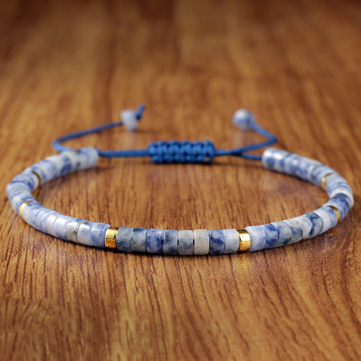 Adjustable Handmade Woven Bracelet Natural Stone Bohemian Colorful Aventurine Purple Braided Bracelet