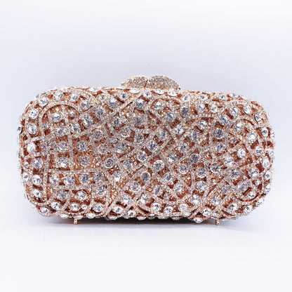 Hollow Rhinestone Evening Clutch Handbag for Women Matching Dress