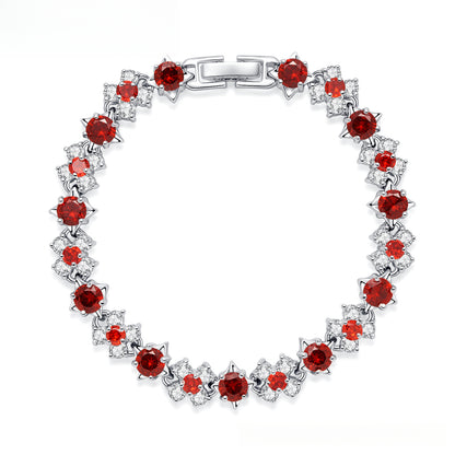 Gorgeous Dinner Bracelet Jewelry Red and White Zircon Inlaid Bracelet