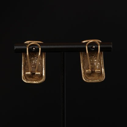 Vintage High-End Copper Alloy Ancient Style Gold Blue Full Zircon Inlaid Earrings