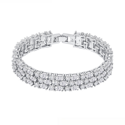 Triple-Stack Colorful Zircon Inlaid Bracelet White zirconium (silver plated)