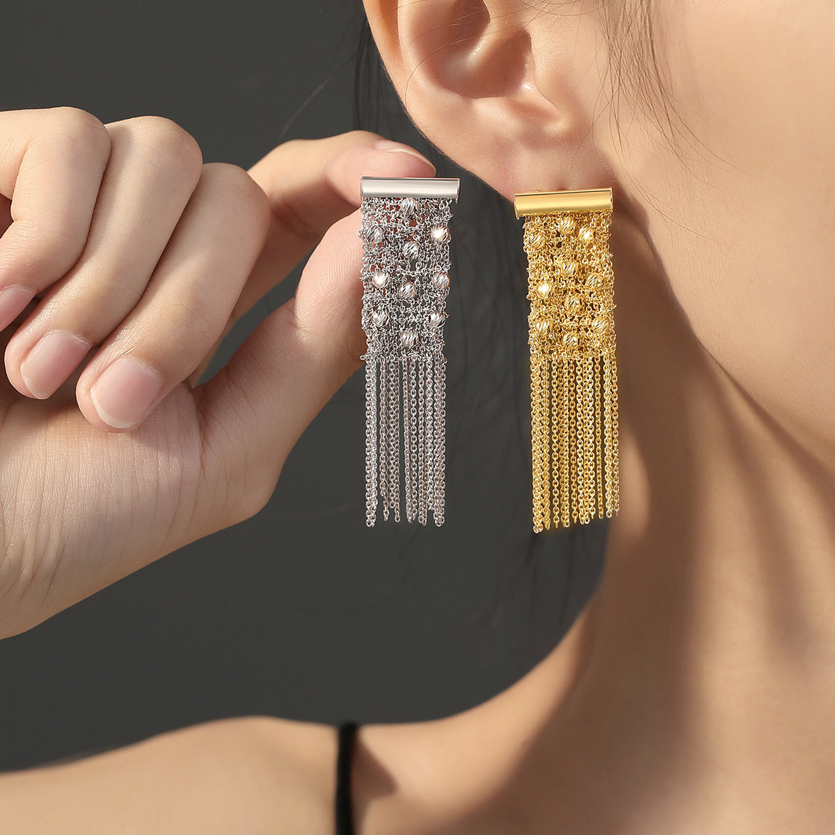 Sterling Silver Woven Bead Tassel Earrings | Drop Earrings ER05 Earring