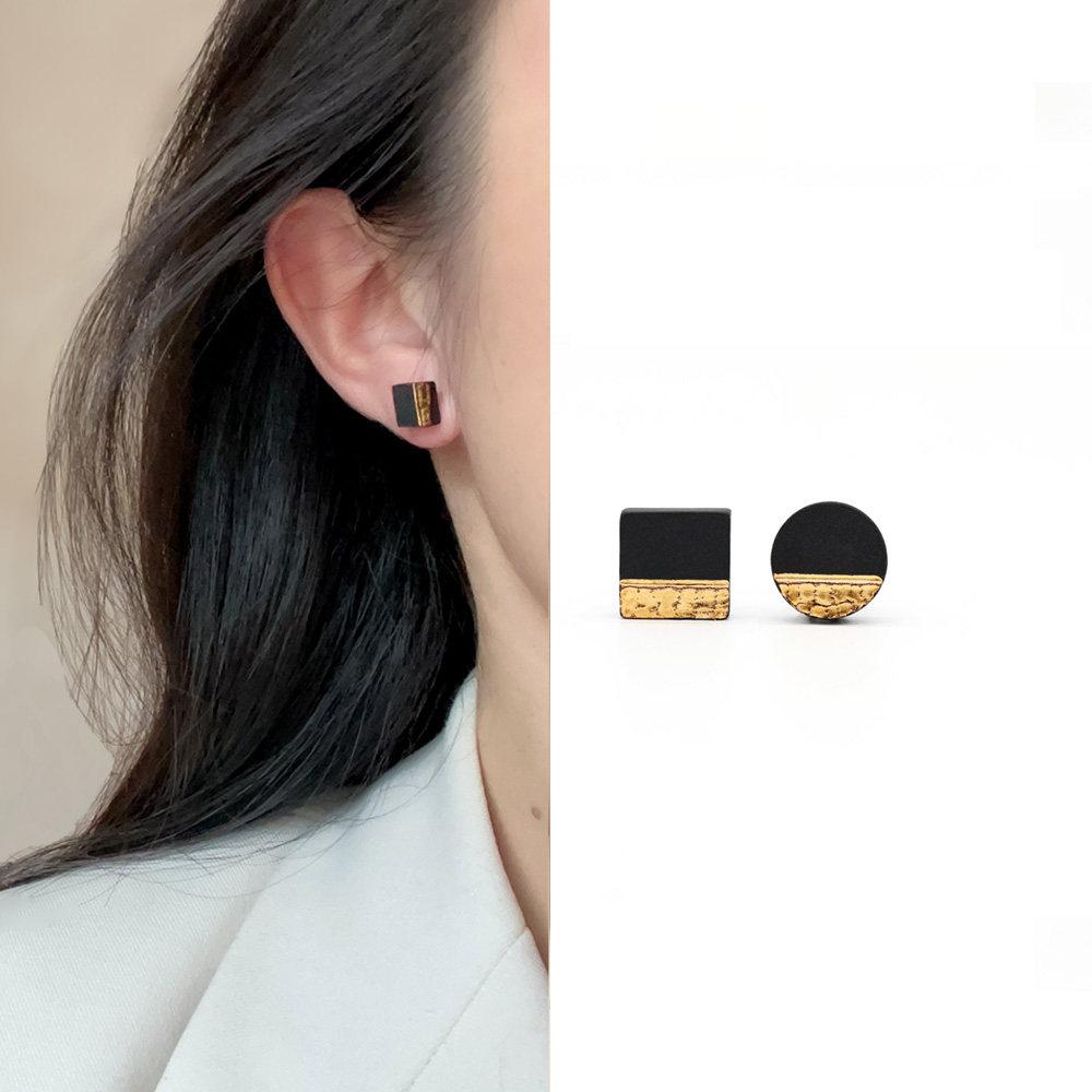 Sequence Ceramic Studs | Asymmetric Geometric Earrings 004 Earring