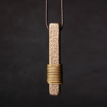 Textured Brass Bar Pendant Necklace | Necklace Q022 iBrilliance shop