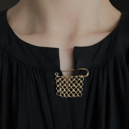 Chainmail Gold Tassel Safety Pin Brooch | Handcrafted | PN01 Brooch