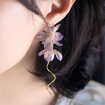 Wisteria | Sculptural Leather Flower Earrings E02
