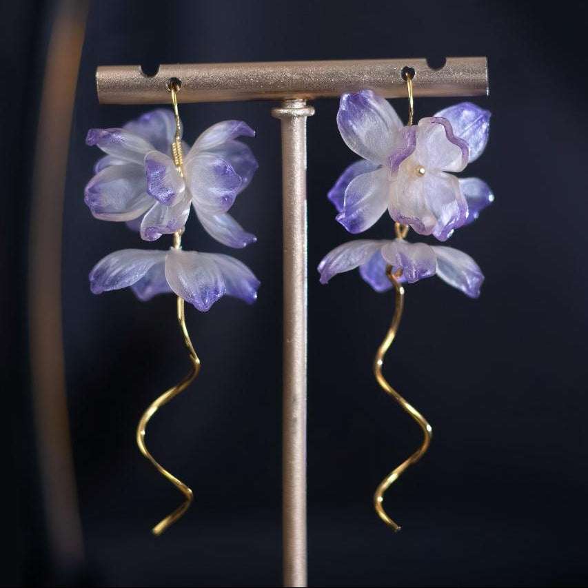 Wisteria | Sculptural Leather Flower Earrings E02