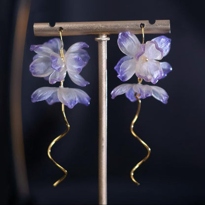 Wisteria | Sculptural Leather Flower Earrings E02