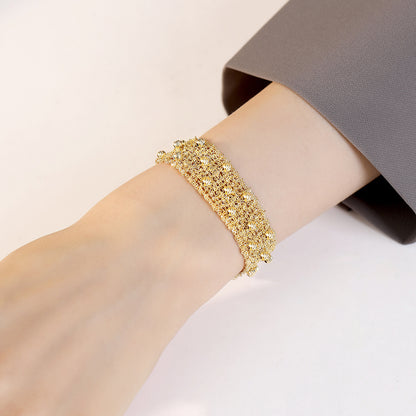 Sterling Silver Woven Bead Bracelet | Gold Tone Bracelet BR06