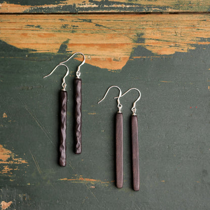 Ebony Wood Bar Drop Earrings | Handcrafted Wooden Earrings ER03
