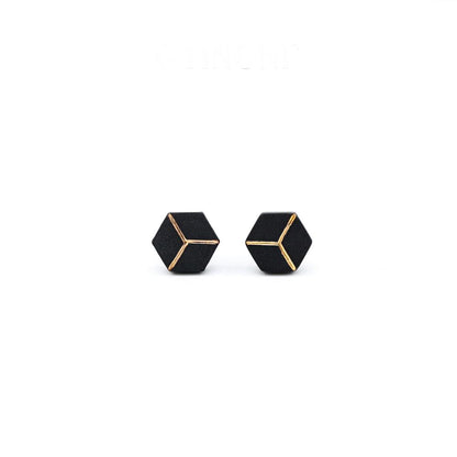 Boundary Ceramic Hexagon Earrings | Geometric Stud Earrings ER15
