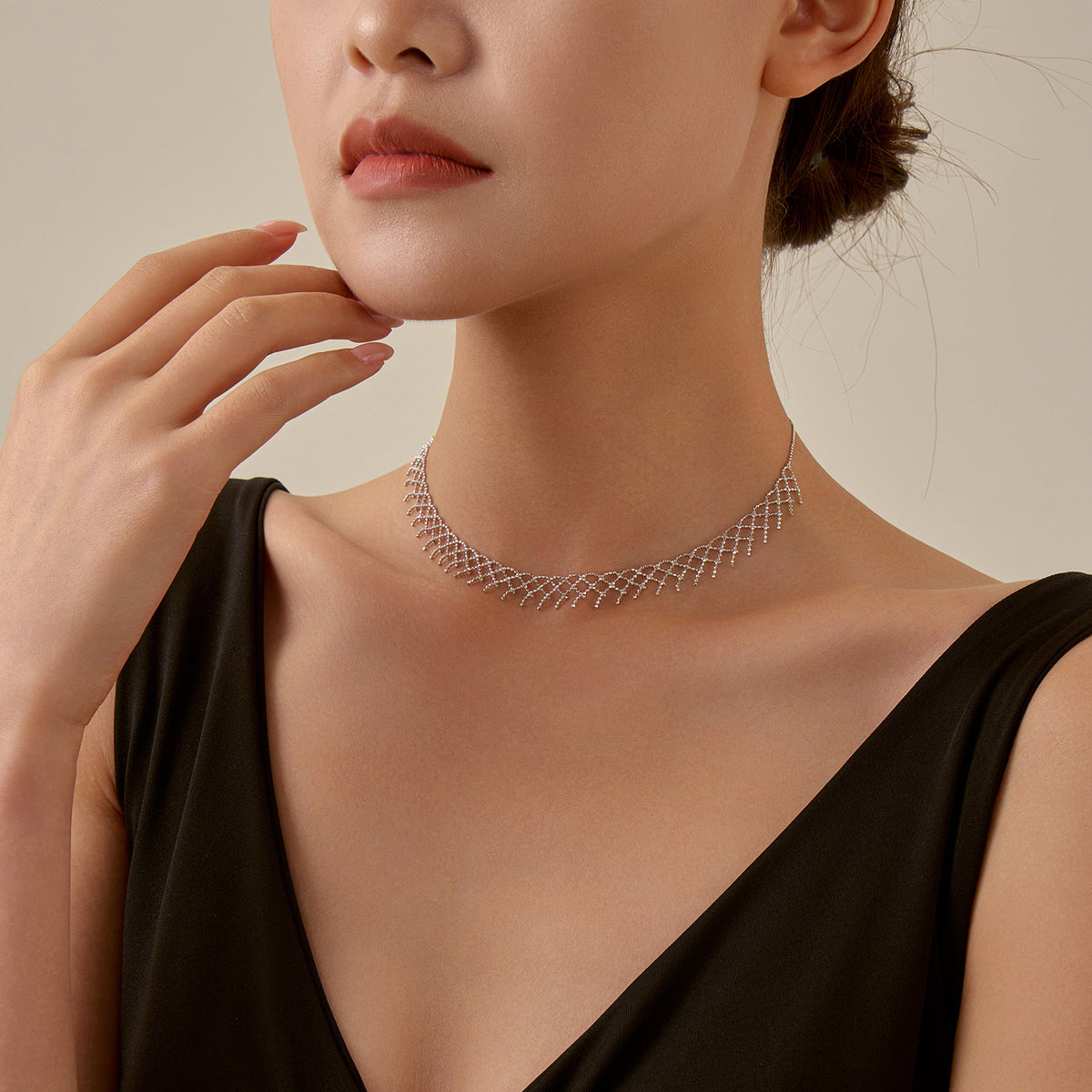 Sterling Silver Lace Fringe Necklace | Adjustable Necklace NK10 Necklace