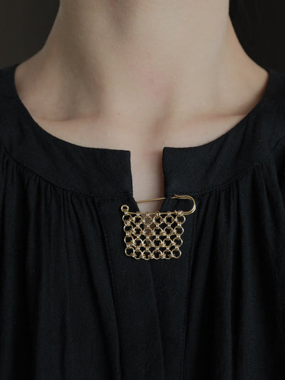 Chainmail Gold Tassel Safety Pin Brooch | Handcrafted | PN01 Brooch
