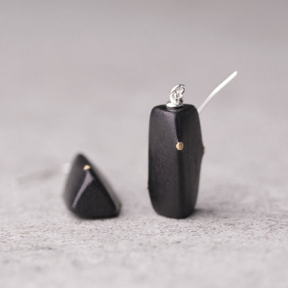 Ebony & Brass Dot Geometric Drop Earrings | ER01