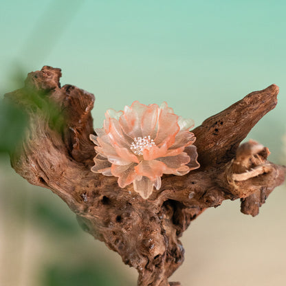 Ablaze | Sculptural Leather Peony Earrings E02