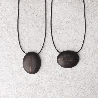 Ebony & Brass Inlay Oval Pendant Necklace | NK02