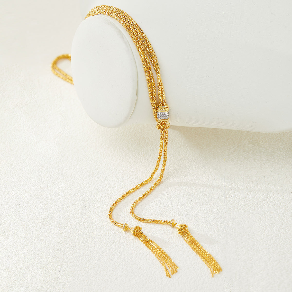 Sterling Silver Double-Chain Tassel Lariat Necklace | Adjustable Necklace NK13 Necklace