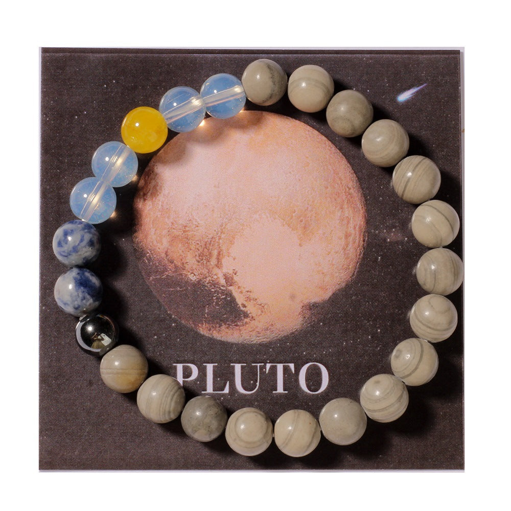 Cosmic Eight Planets Stone Bracelet for Men Beaded Tiger Eye Stone Saturn Beaded Bracelet Starry Sky