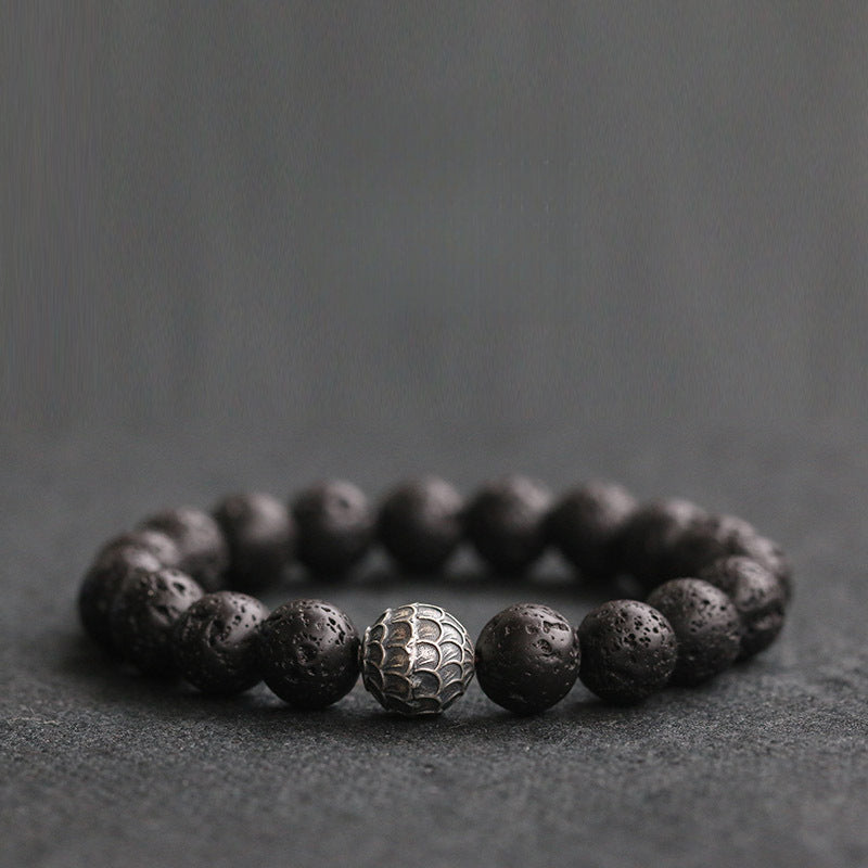Men's Black Stone Volcanic Stone Jewelry Handheld Bracelet Fortune Bracelet