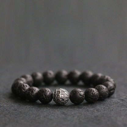 Men's Black Stone Volcanic Stone Jewelry Handheld Bracelet Fortune Bracelet