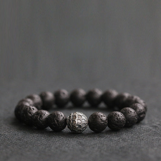 Men's Black Stone Volcanic Stone Jewelry Handheld Bracelet Fortune Bracelet