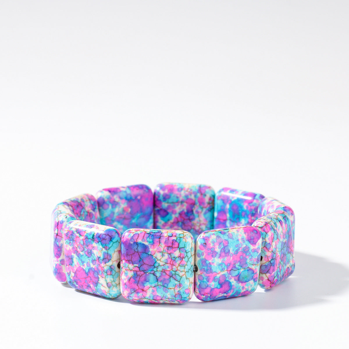 Square Natural Stone Hand-Strung Colorful Bracelet Beach Vacation Bohemian Bracelet Turquoise
