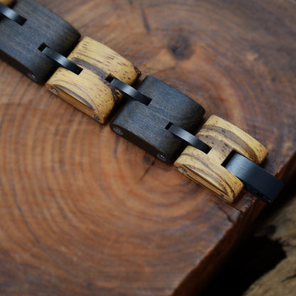 Sandalwood Bracelet | Vintage Stainless Steel & Natural Wood Bracelet
