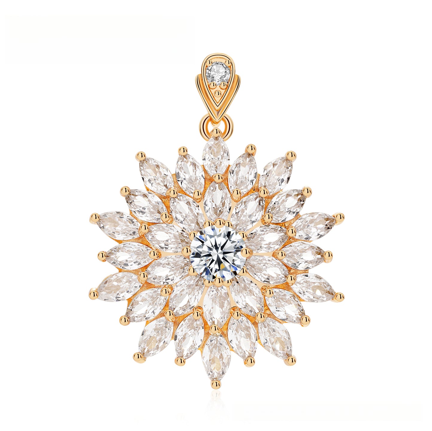 Colorful Flower Zircon Pendant Fashion Retro Style White