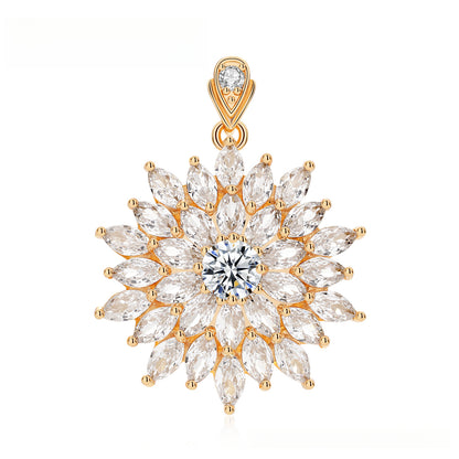 Colorful Flower Zircon Pendant Fashion Retro Style White