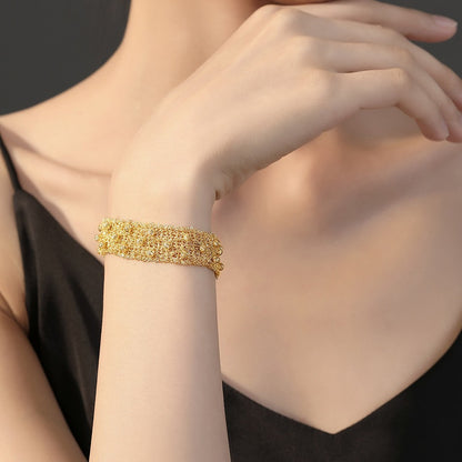 Sterling Silver Woven Bead Bracelet | Gold Tone Bracelet BR06