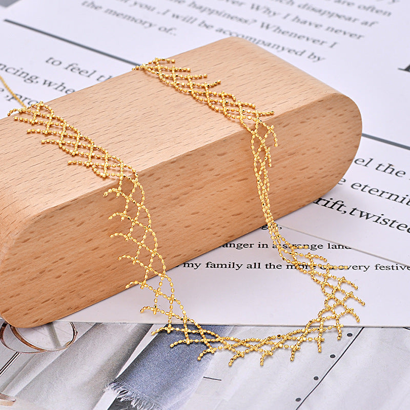 S925 Sterling Silver Lace Fringe Necklace | Adjustable Necklace NK10