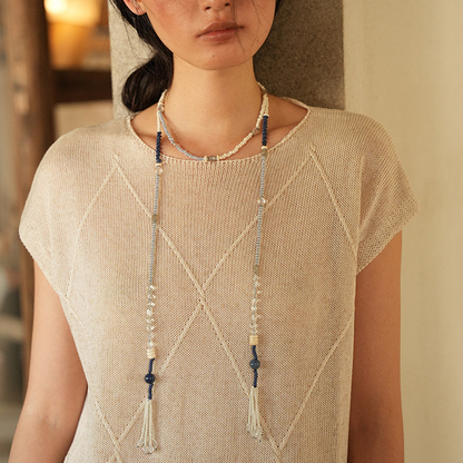 Clear Mind | Natural Stone Beaded Long Necklace N04