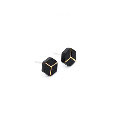 Boundary Ceramic Hexagon Earrings | Geometric Stud Earrings ER15