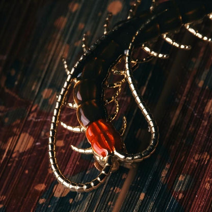 Wondrous Centipede Brooch | Brass Lost-Wax Cast Enamel Pin B02