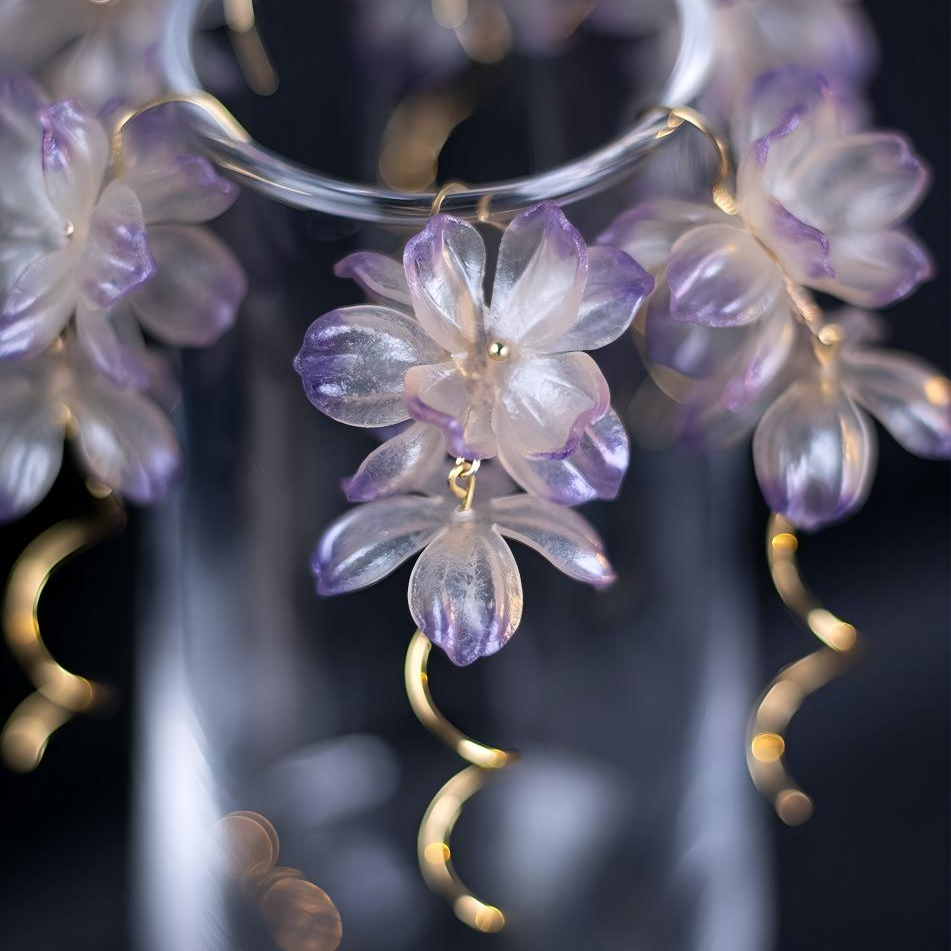 Wisteria | Sculptural Leather Flower Earrings E02
