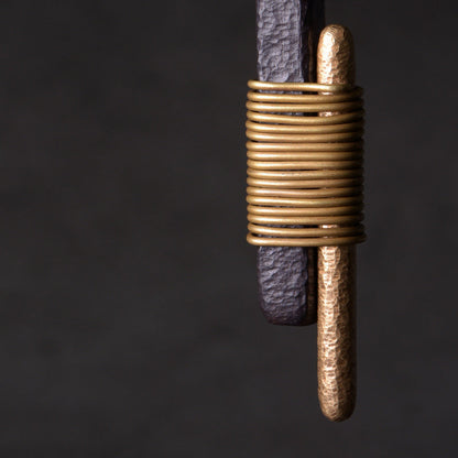 Vintage Ebony & Brass Wire Wrapped Pendant Necklace | NK01