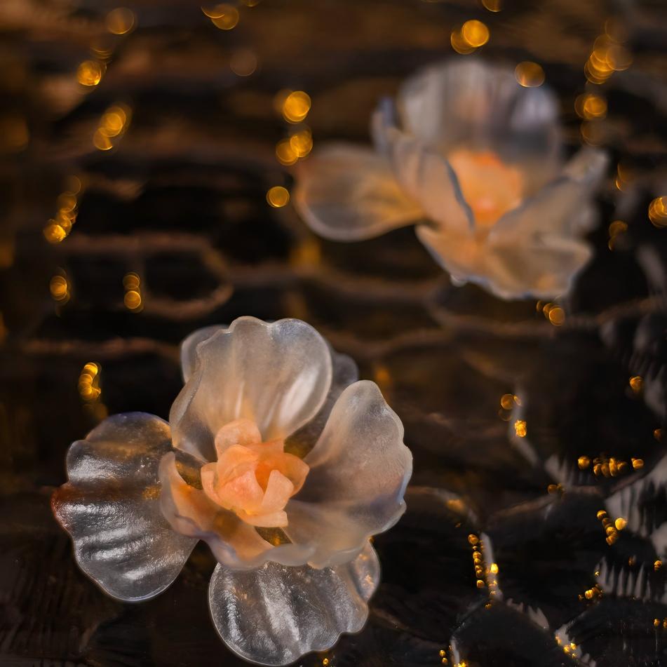 Mist | Sculptural Leather Flower Earrings E06