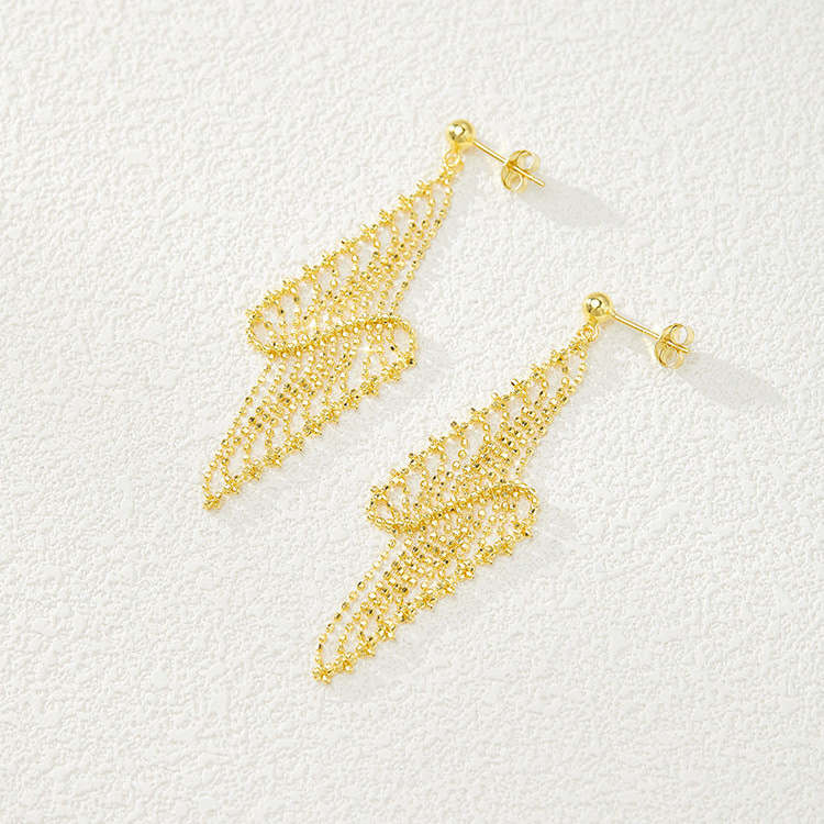 Sterling Silver Lace Mesh Drop Earrings | Tassel Earrings ER06 Earring