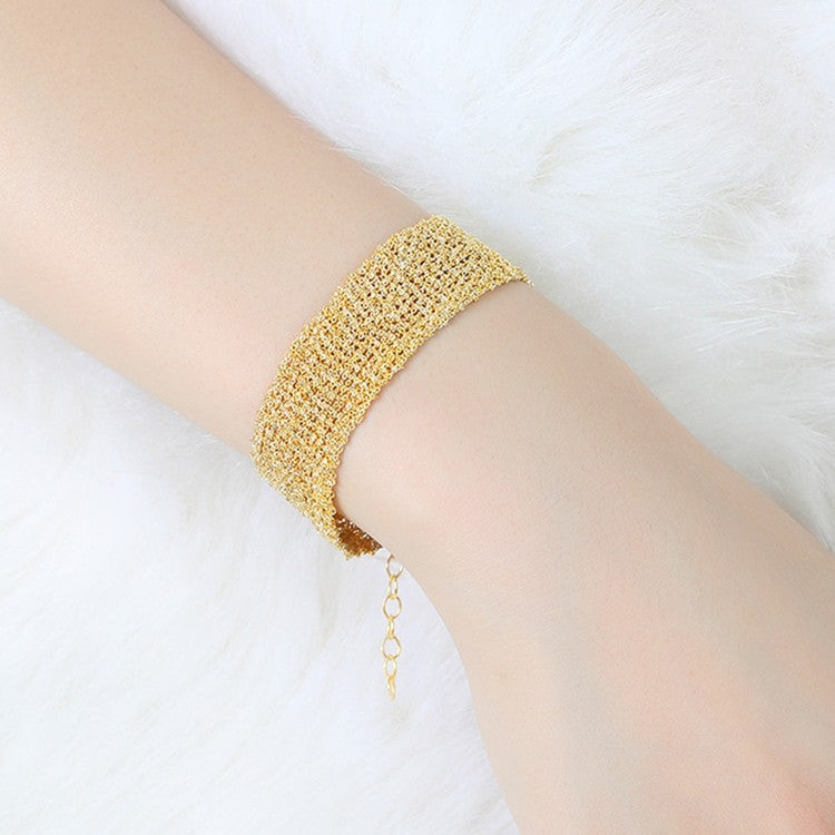 Sterling Silver Cross-Woven Mesh Bracelet | Gold Tone Bracelet BR07 Bracelet