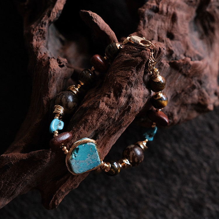 Moon Between Pines | Natural Turquoise Beaded Bracelet B02