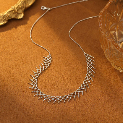 Sterling Silver Lace Fringe Necklace | Adjustable Necklace NK10 Necklace