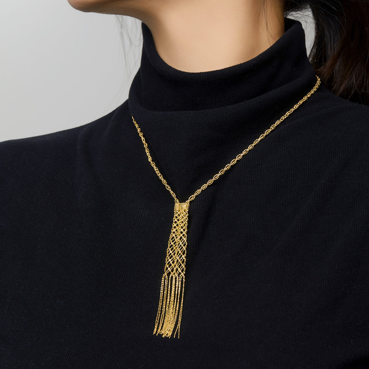 Lace Fishtail Tassel Necklace | Sterling Silver Necklace