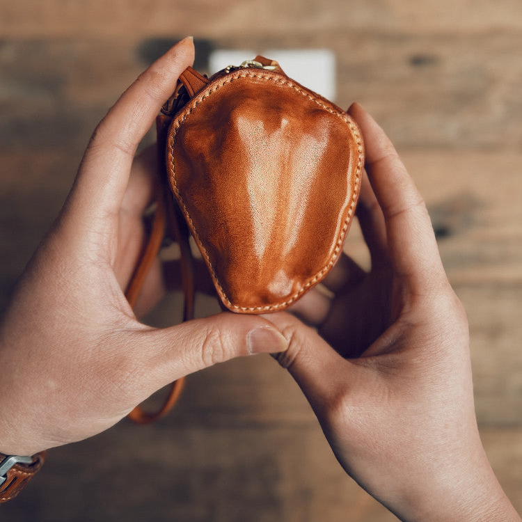 S.Leather Conch Shell Leather Pouch | Handmade Vegetable-Tanned Wristlet P02 Bag