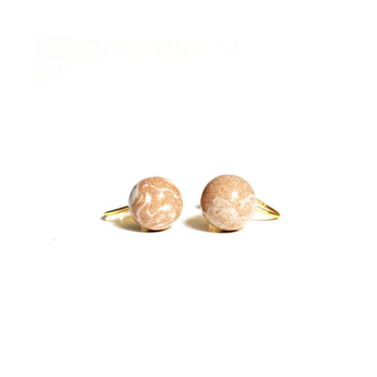 Cocoa Marbled Ceramic Earrings | Round Stud Earrings ER16