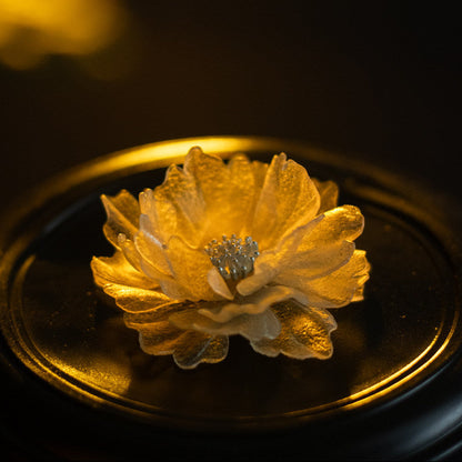 Ablaze | Sculptural Leather Peony Earrings E02