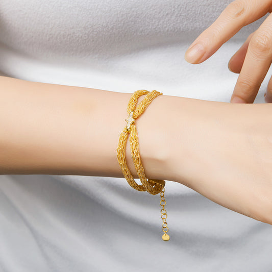 Sterling Silver Four-Point Star Mesh Bracelet | Woven Bracelet BR09 Bracelet