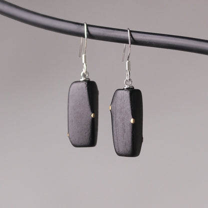 Ebony & Brass Dot Geometric Drop Earrings | ER01